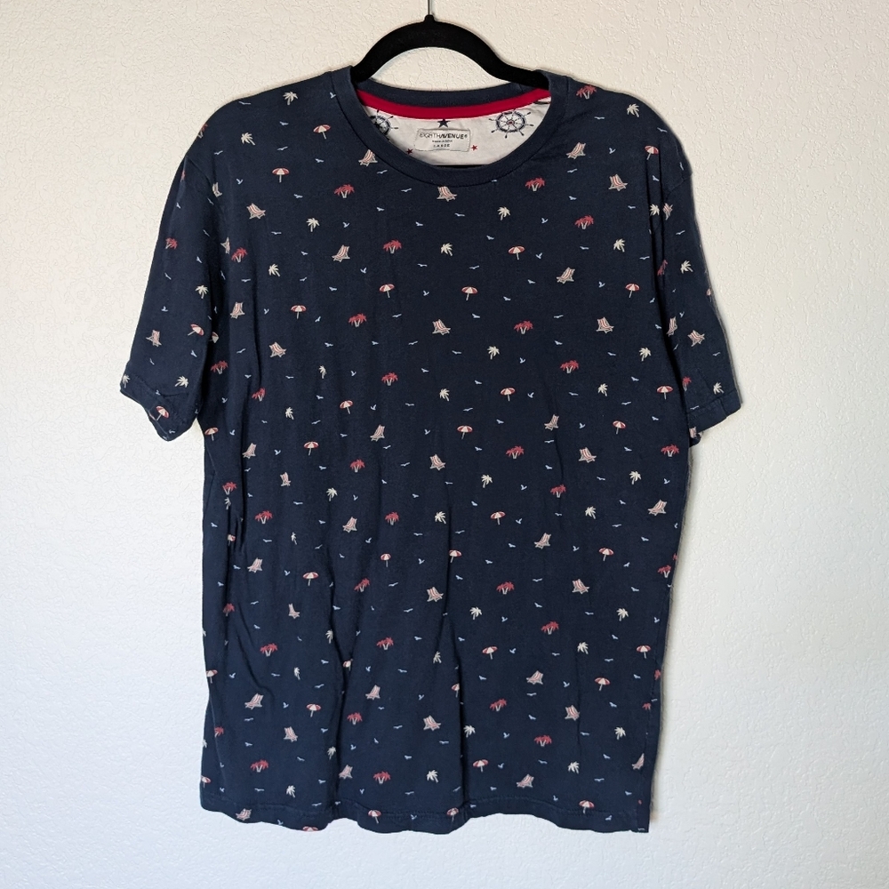 Eighth Avenue Men's Navy Blue Patterned Shirt